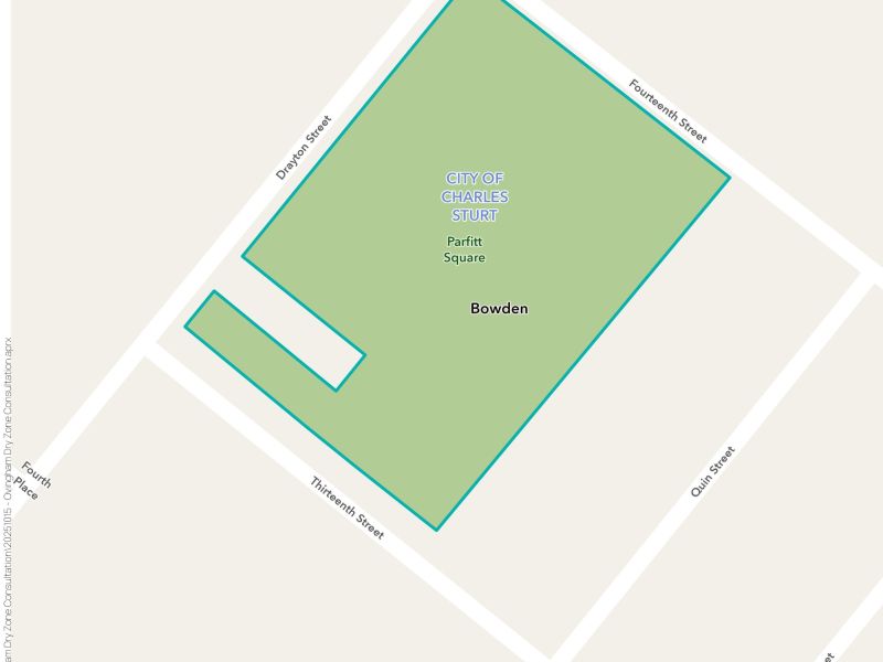 Map of applicable Dry Zone area: Parfitt Square  