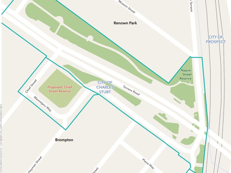 Map of applicable Dry Zone area: Napier Street Reserve, Underpass & Surrounds